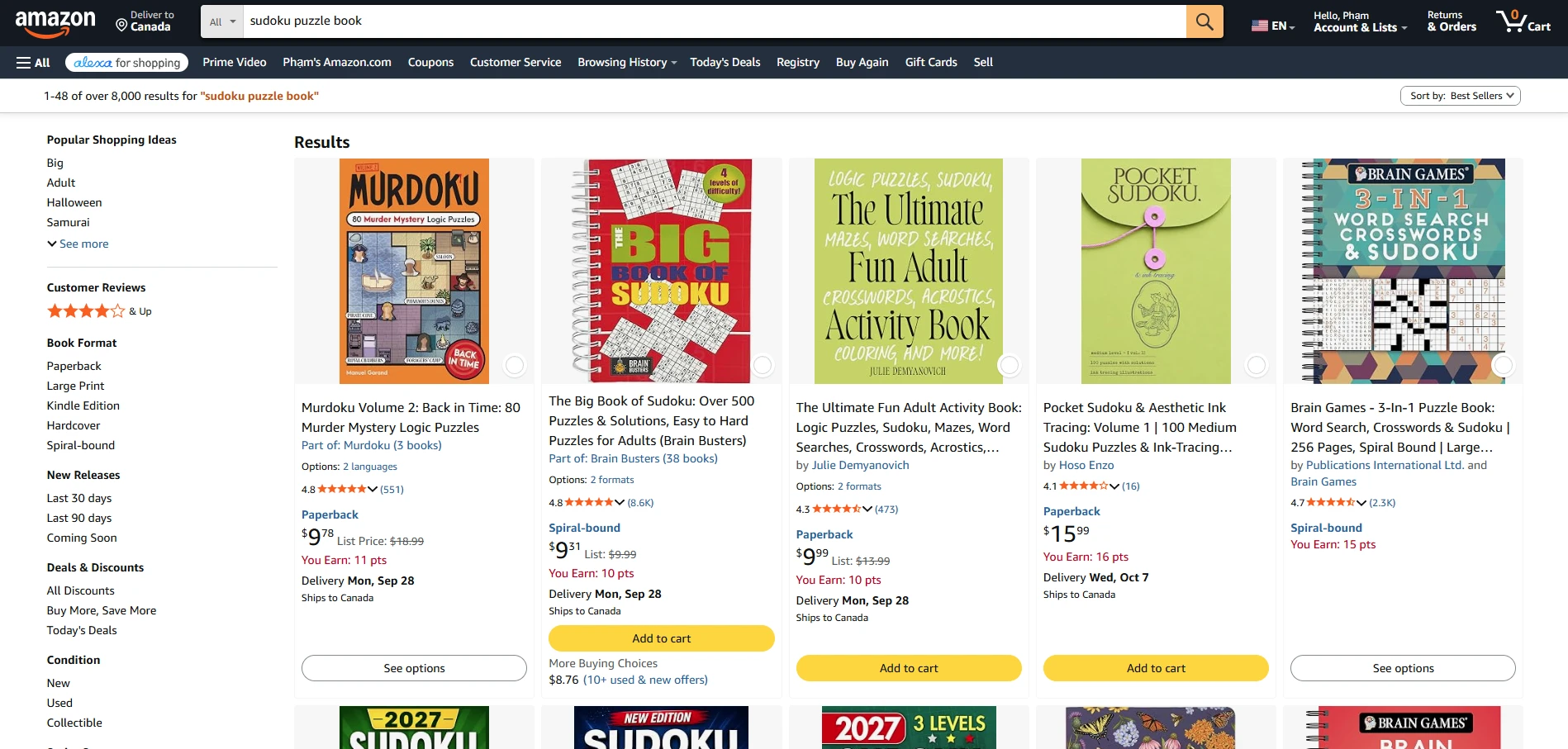Amazon search: sudoku puzzle book