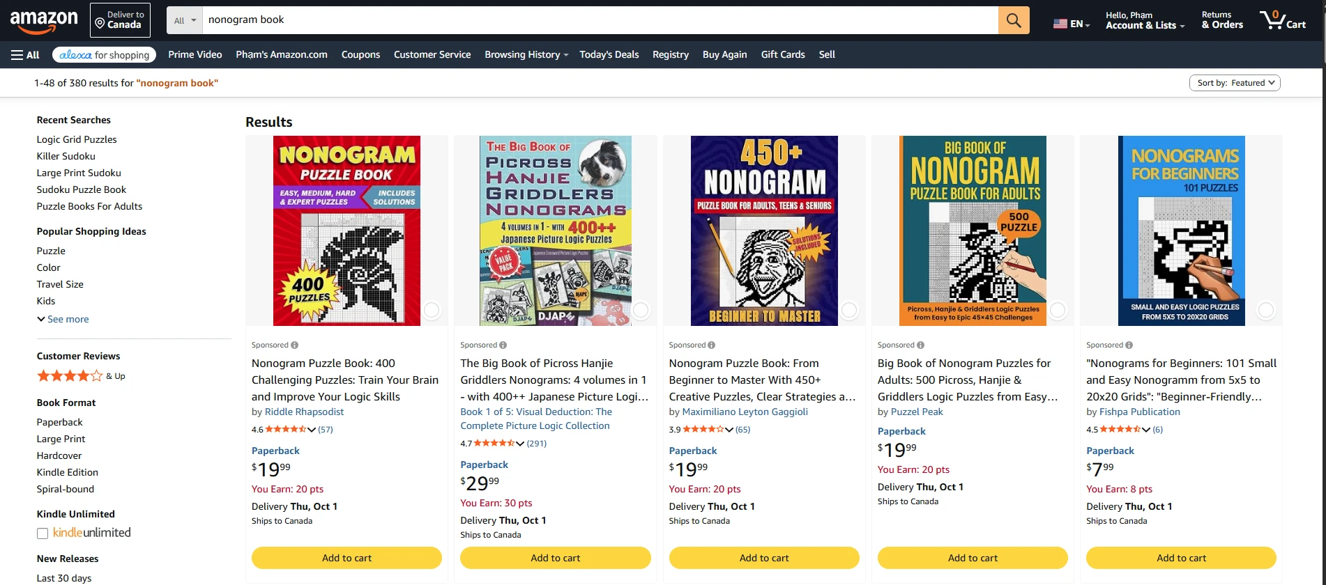 Amazon search: nonogram book
