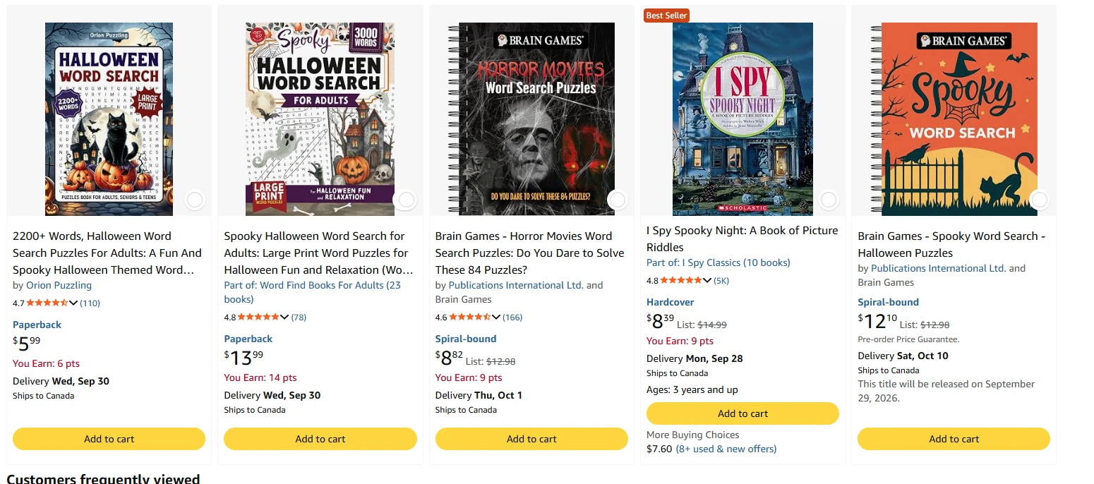 Amazon search: halloween word search